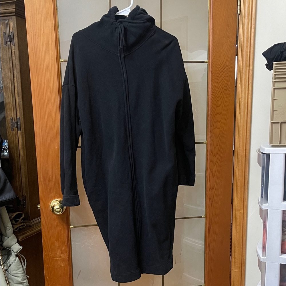 OAK + FORT Black Long Zip-Up Hooded Sweater